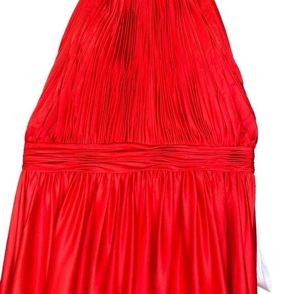 Mac Duggal Cherry Red Rosette Halter Chiffon Evening Gown 14 - Picture 6 of 12